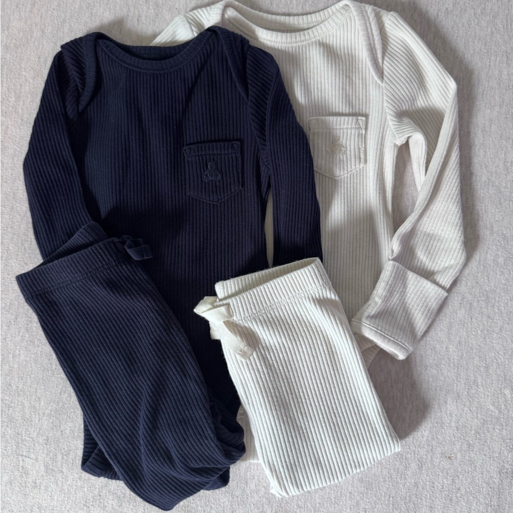 GAP Baby Cream & Navy Ribbed Sets (pack of 2)